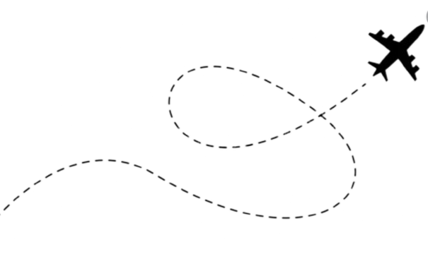 Airplane with flight path